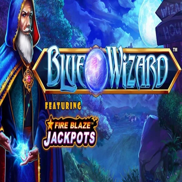 Blue Wizard Fire Blaze Jackpots logo – Slots by Rarestone Gaming at Vanguards Casino